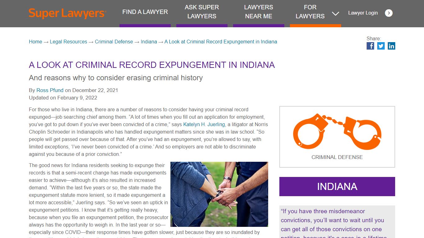 A Look at Criminal Record Expungement in Indiana